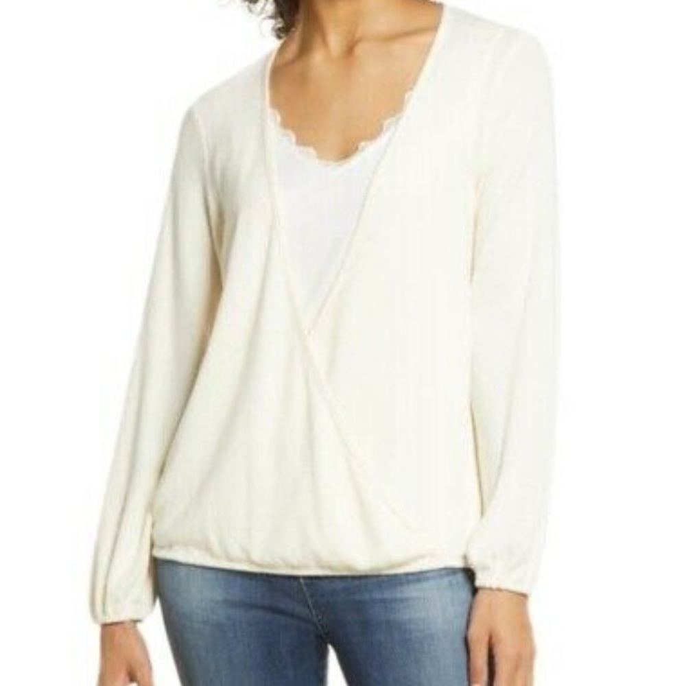 Bobeau Front Wrap Sweater Front Tank Detail Size XS